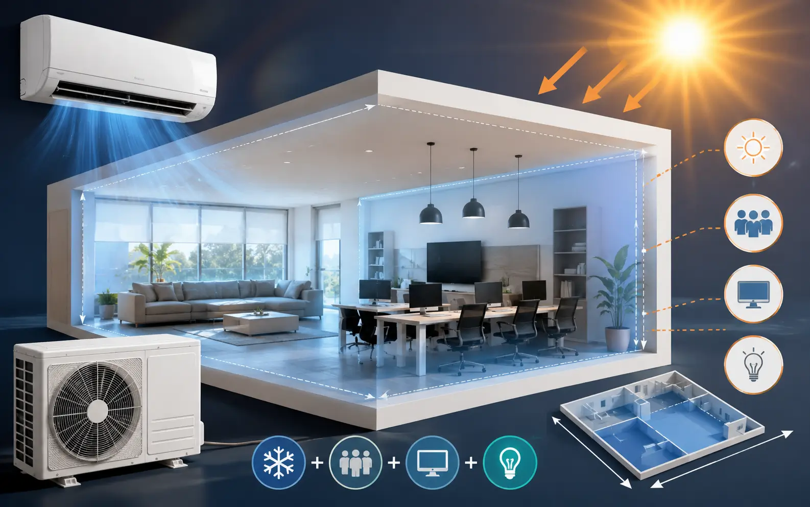 Leia mais sobre o artigo Ar-condicionado 30 mil BTUs, quantos metros quadrados atende Cálculo com sol, pessoas e eletrônicos
